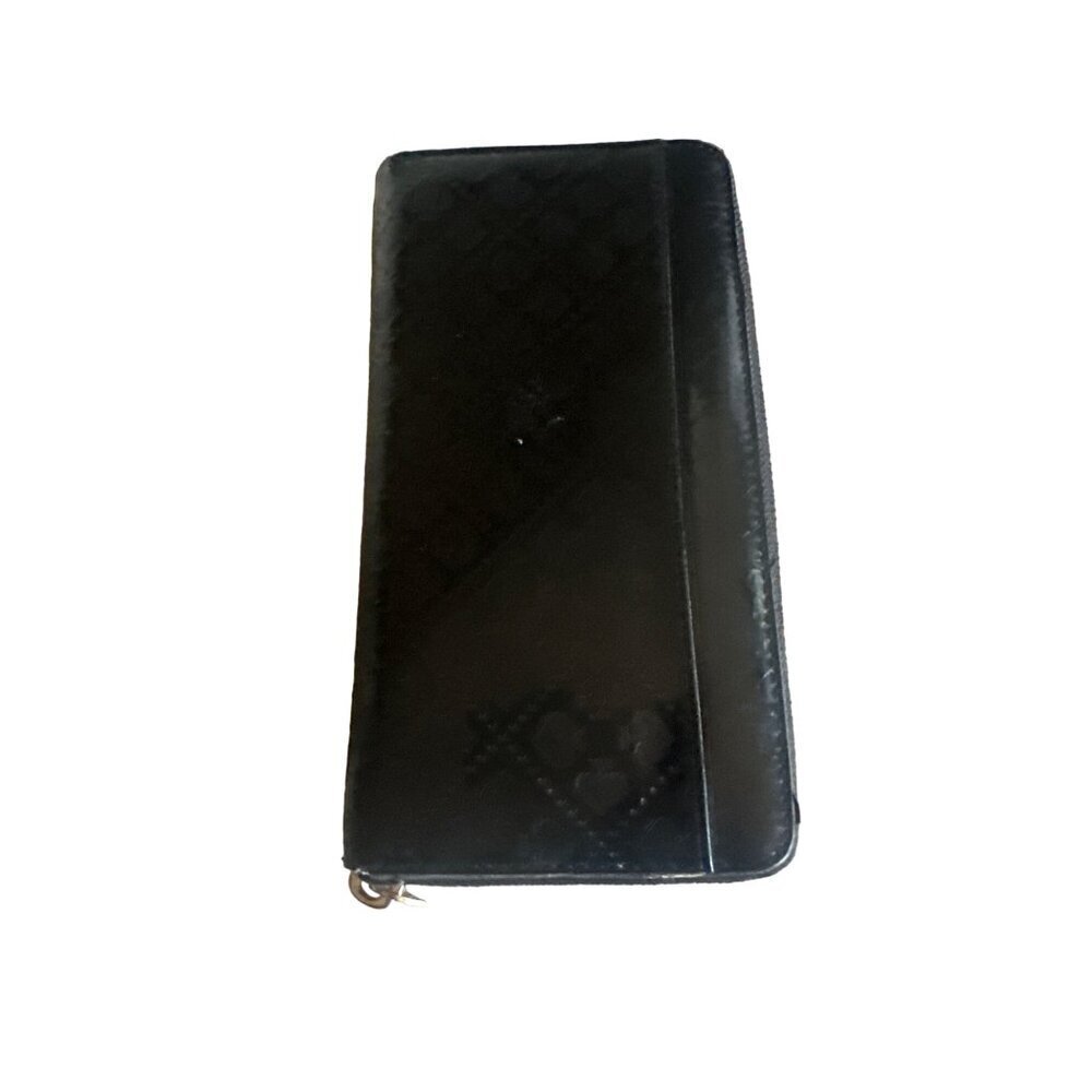 Kate Spade Wallet‎ Black Patent Leather Neda Spade Embossed Zip Around Organizer - Picture 3 of 6